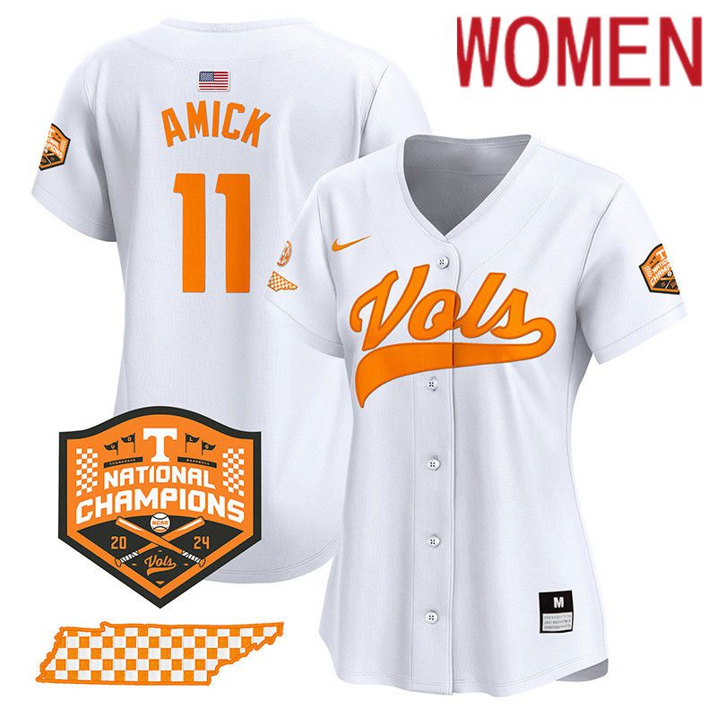 Women Tennessee Volunteers #11 Amick White 2024 Nike Champions Vapor Premier Limited NCAA Jersey